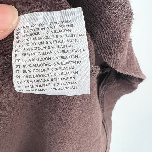 H&M Womens Top Size M Vtg Brown Henley Cap Sleeve Stretch Y2K Fitted Tee 2000s - Picture 10 of 11